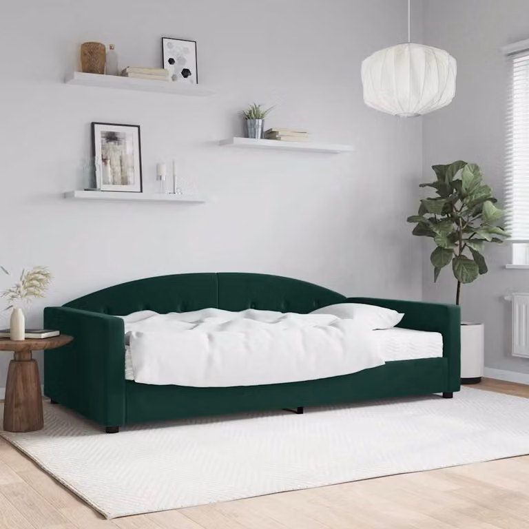 vidaXL Divano Letto in Velluto Verde con Materasso, L/P/H: 222 x 100 x 75 cm