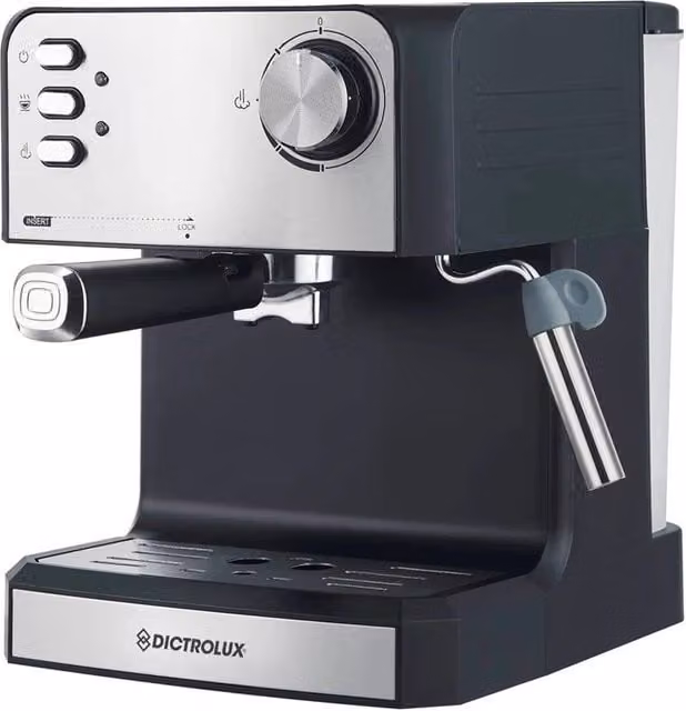 Macchina da Caffè Espresso Trade Shop Traesio 2in1 per Caffè Macinato o Cialde ESE, 850W, con Lancia Vapore, Colore Nero e Argento – 1