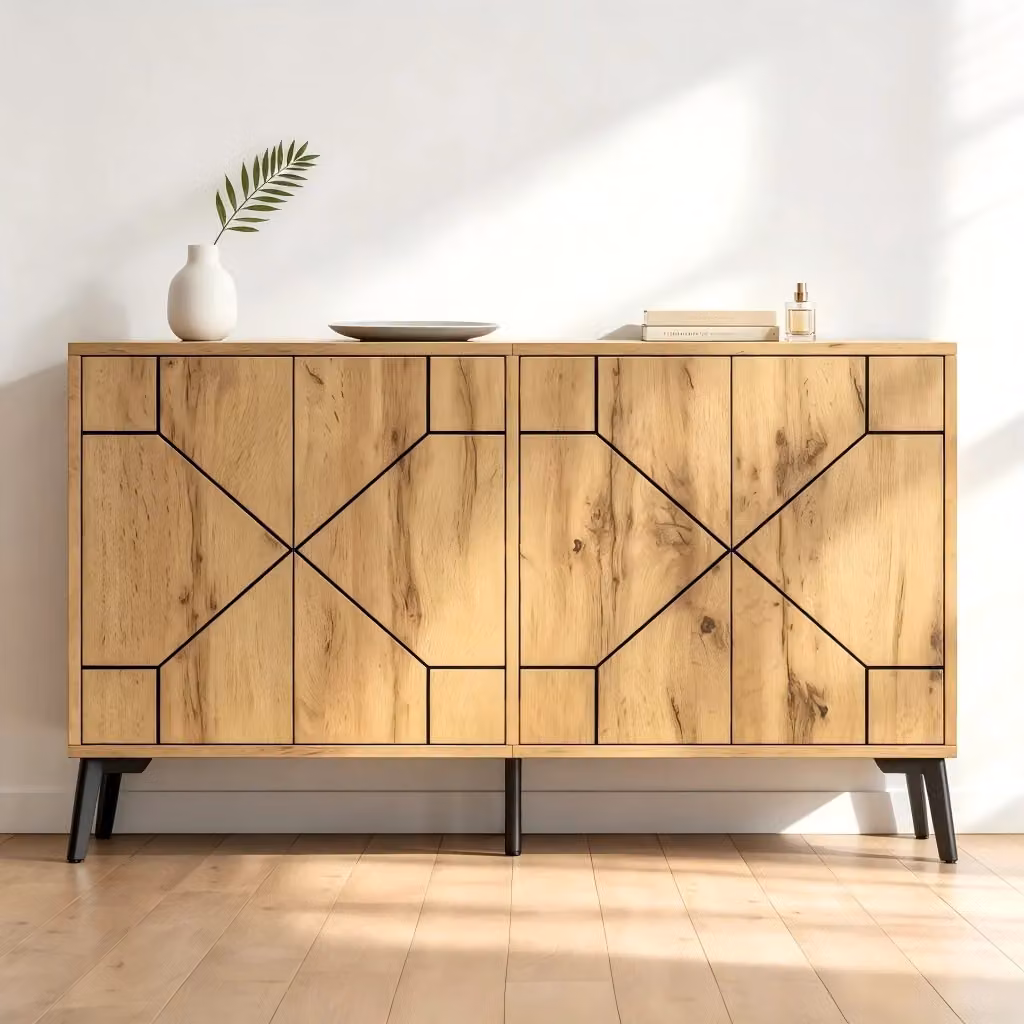 Mobile Singularity per cucina o ingresso in MDF con ante soft close, colore rovere naturale, L 120 cm x P 35 cm x H 69 cm – 2