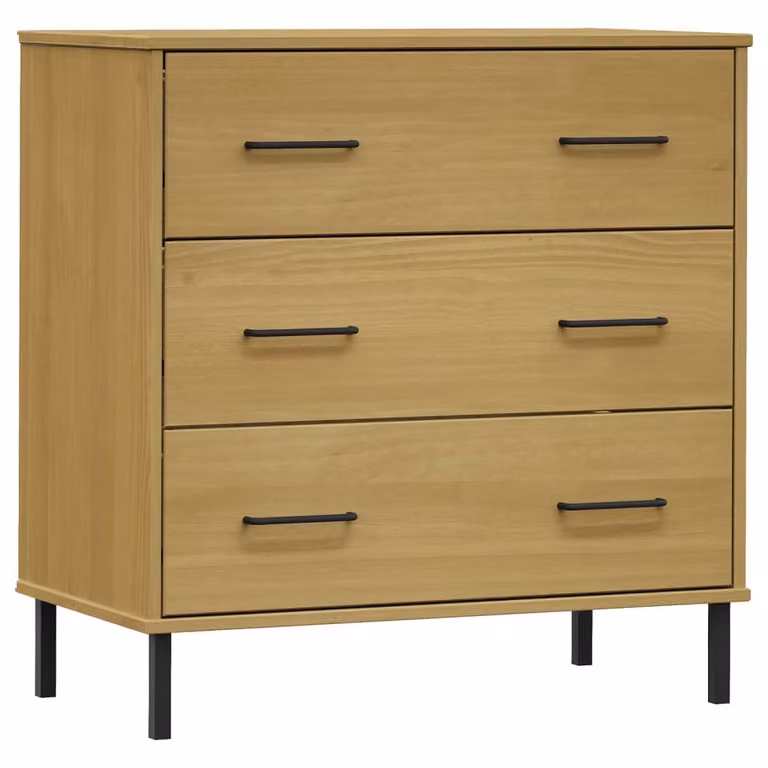 SYFAX™ Credenza 3 Cassetti Marrone 77x40x79,5 cm Legno Massello OSLO