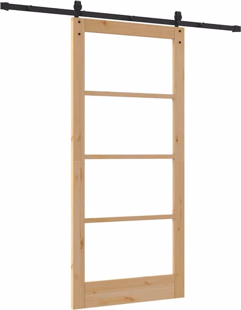 Porta scorrevole Naturale e Nero 93 x 202 cm
