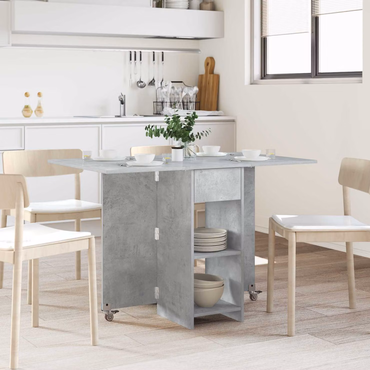vidaXL Tavolo da pranzo rettangolare moderno in legno ingegnerizzato grigio L: 115 cm, P: 70 cm, H: 75 cm