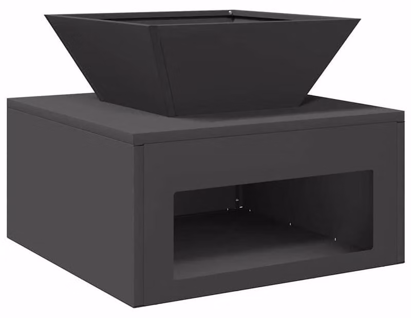 Camino da esterno in acciaio – Elegante focolare per terrazza e giardino – 50x50x40 cm – Dotato di sistema di accensione