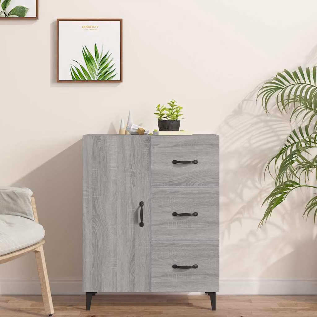 Credenza vidaXL in Legno Multistrato Grigio Sonoma per Soggiorno e Sala da Pranza L: 69,5 cm, P: 34 cm, H: 90 cm