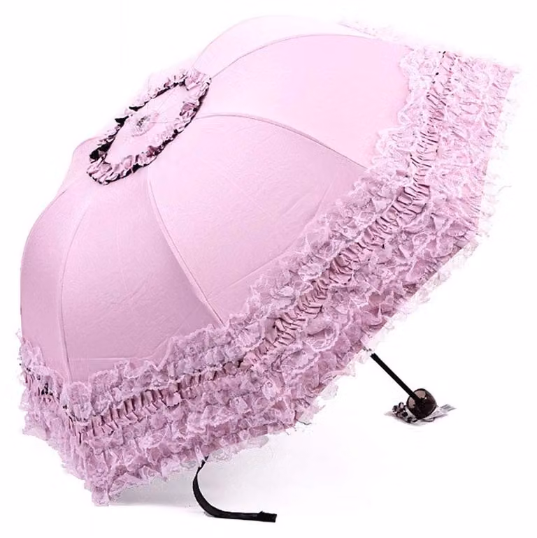 Ombrello vintage "Princess Lace" con ricami 3D a forma di fiori - Ombrello pieghevole per tutte le stagioni