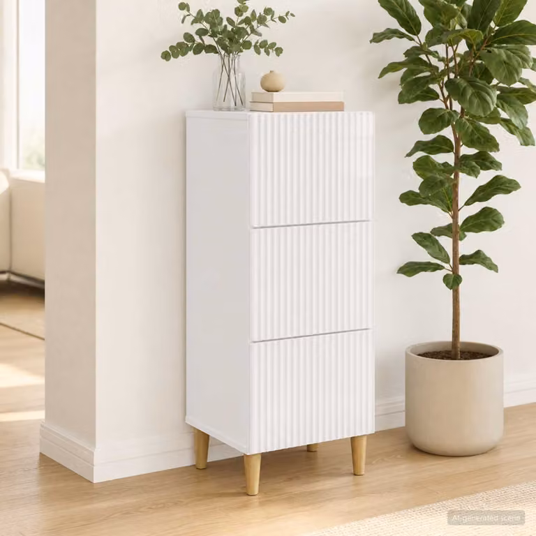 Mobile con cassetti vidaXL bianco lucido L 33 cm, P 34,5 cm, H 90 cm
