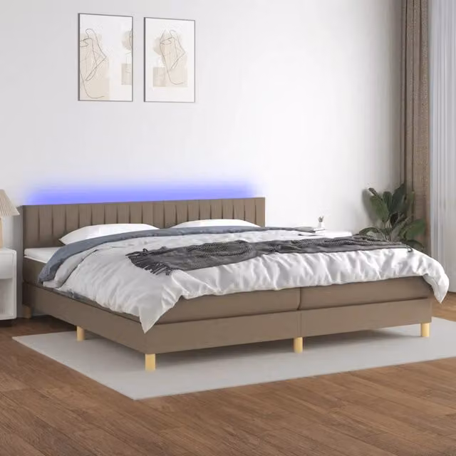 Letto con Materasso a Molle vidaXL in Tessuto con Illuminazione LED e Porte USB, L/P: 200 x 200 cm – 1