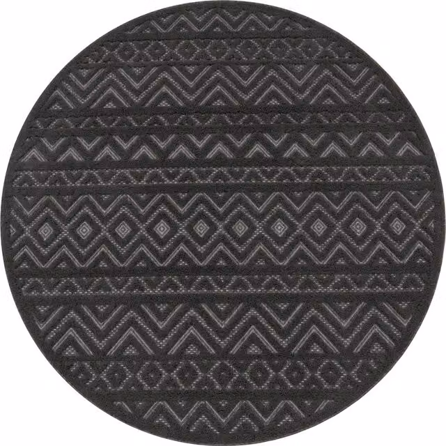 Tappeto rotondo Livornia antracite per interni ed esterni, diametro: 120 cm – 1