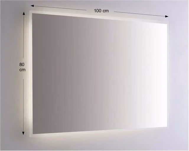 Specchio da Parete Retroilluminato a LED 100X80 cm spessore 4 mm Telagio Grigio in PVC
