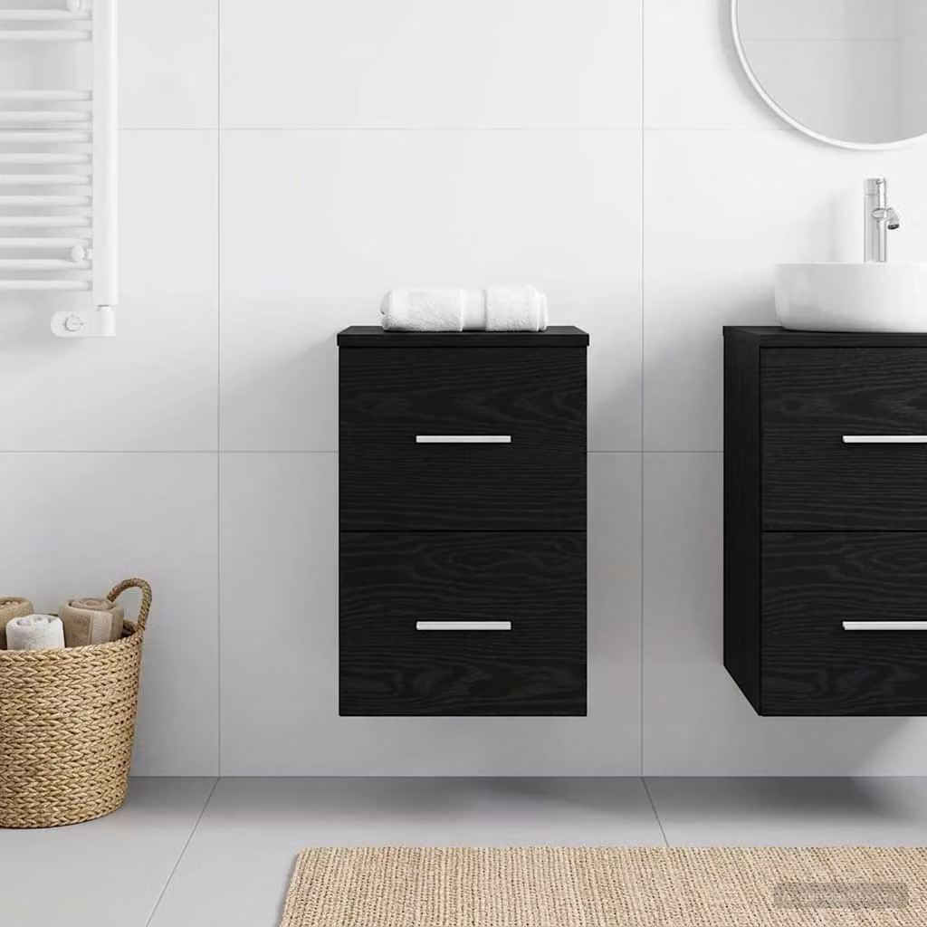 Armadio da bagno moderno vidaXL In-between Rovere Nero, L 30 cm x P 35 cm x H 50 cm