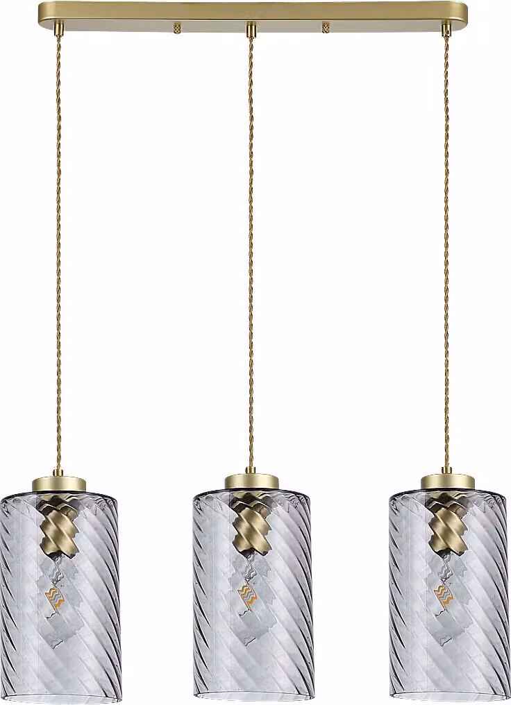Rabalux 5229 Lampada a sospensione 3 spot Sheila, E27, oro-nero-grigio, rotonda, moderna, ø150mm
