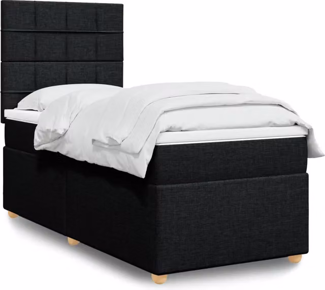 Giroletto a Molle con Materasso Nero 90x200 cm in Tessuto 3293465
