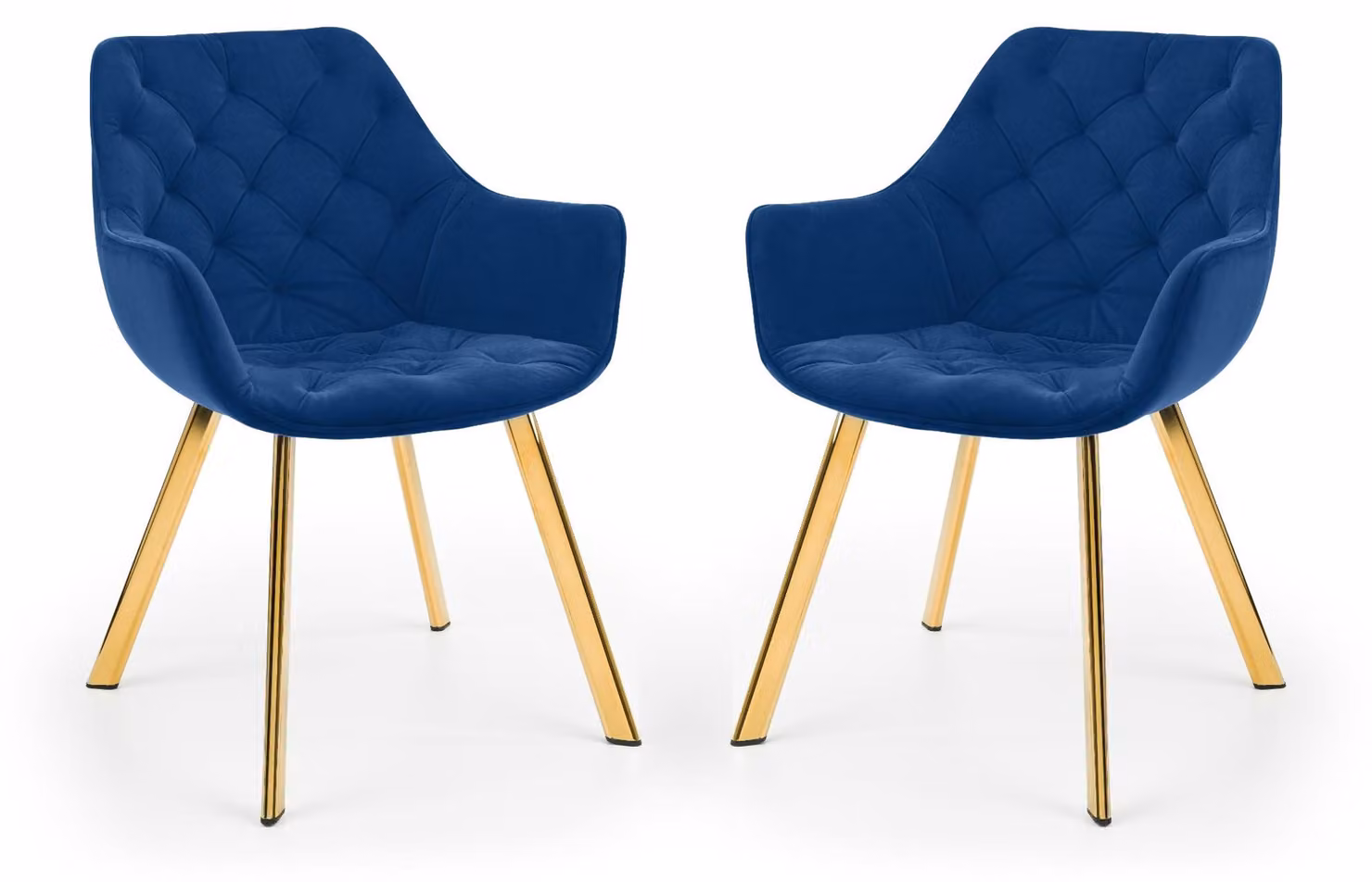 Set di 2 sedie da pranzo, in velluto, colore blu, dimensioni 81x59x76,5 cm