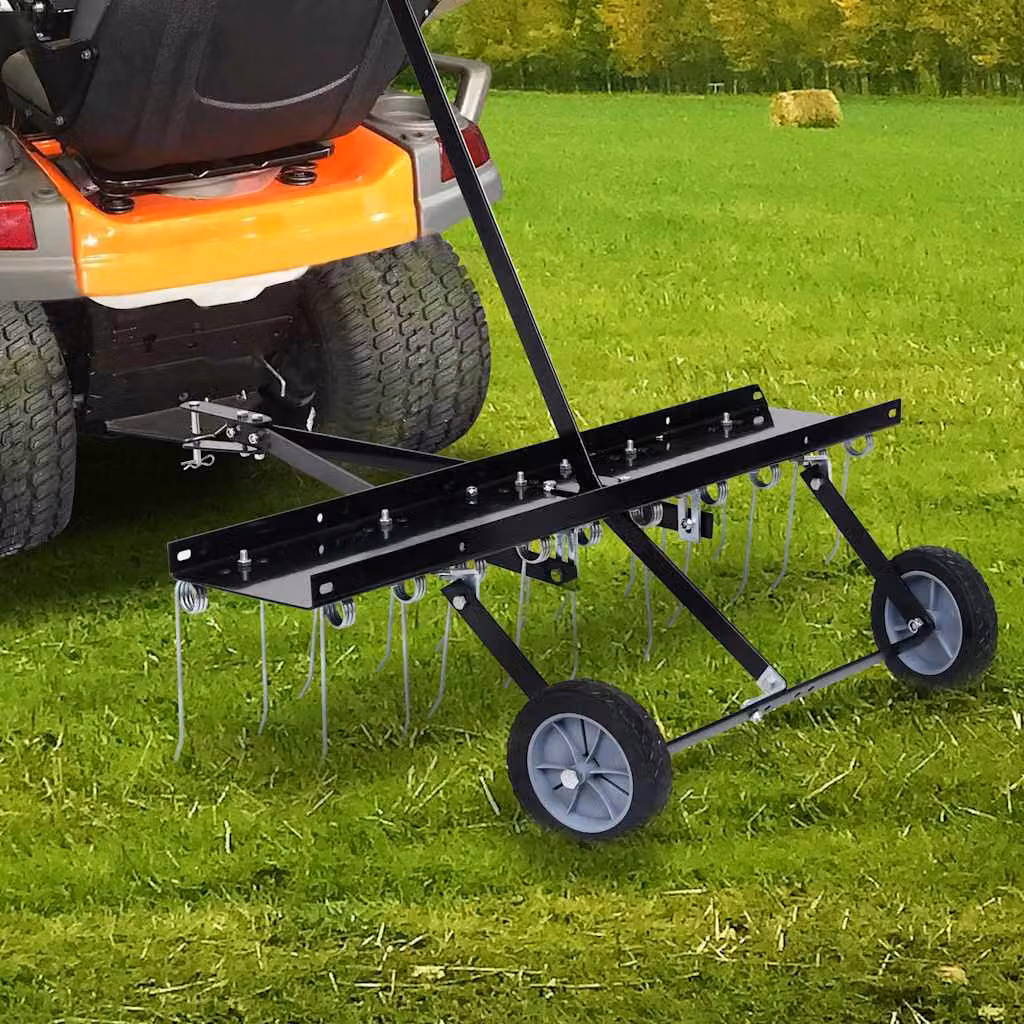 vidaXL Scarificatore per Trattorino Tagliaerba in Acciaio Nero, Larghezza: 100 cm