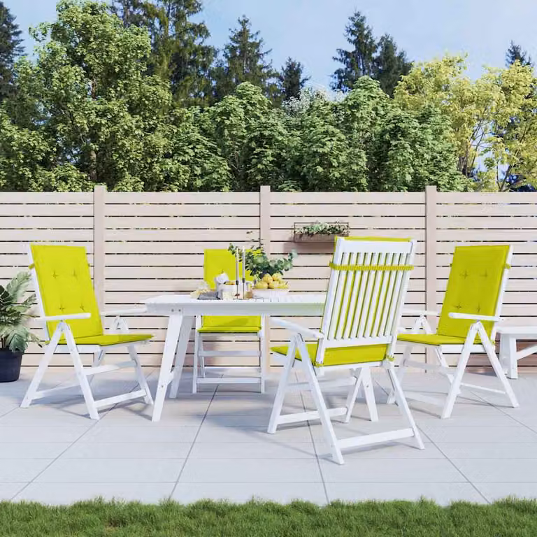 Set di 4 cuscini per sedie vidaXL in tessuto verde, impermeabili e resistenti ai raggi UV, L 120 cm x P 50 cm x H 3 cm