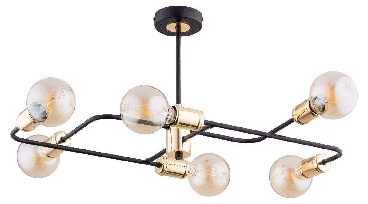Lampada da soffitto LATINUM nero-oro 6xE14x10W in metallo, dimensioni: 32,5x70x33 cm, IP20, Alfa