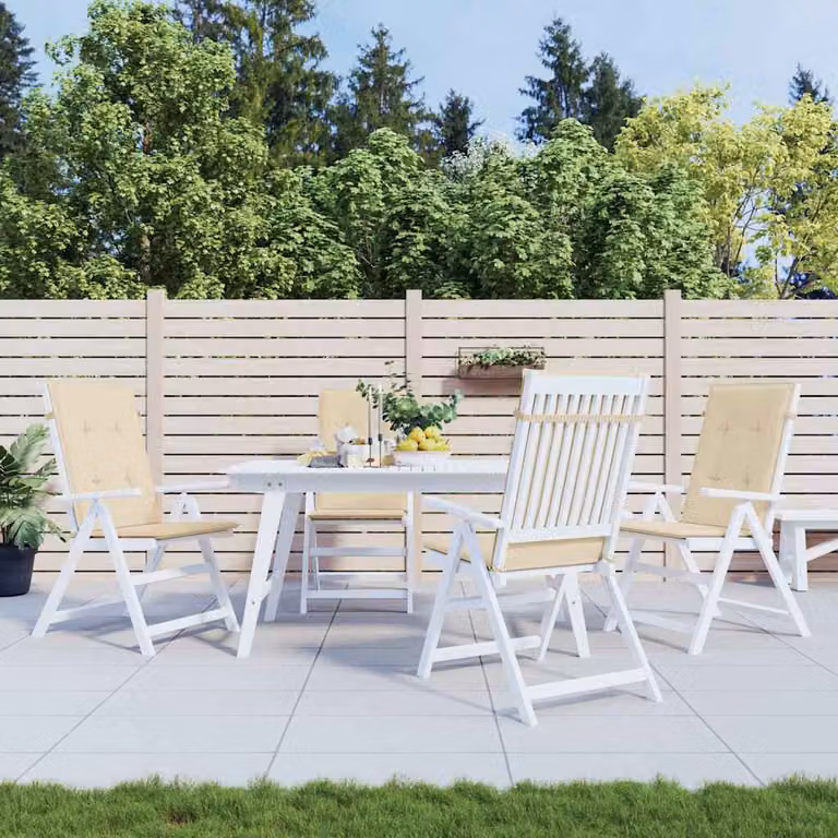 Set di 4 cuscini per sedie vidaXL in tessuto beige, impermeabili e resistenti ai raggi UV, L 120 cm x P 50 cm x H 3 cm