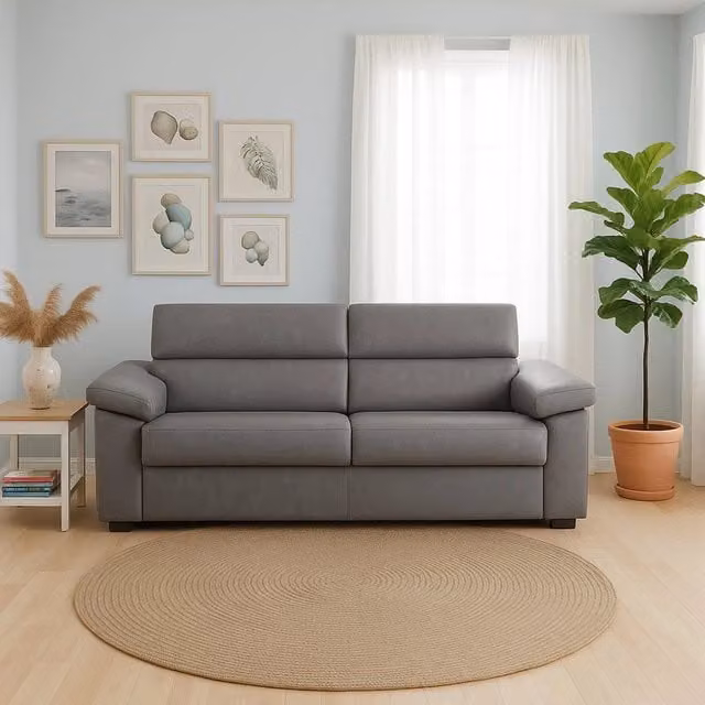 Divano Letto 2 Posti Salorno DMORA Grigio con Rivestimento Sfoderabile e Struttura in Legno Made in Italy – 1