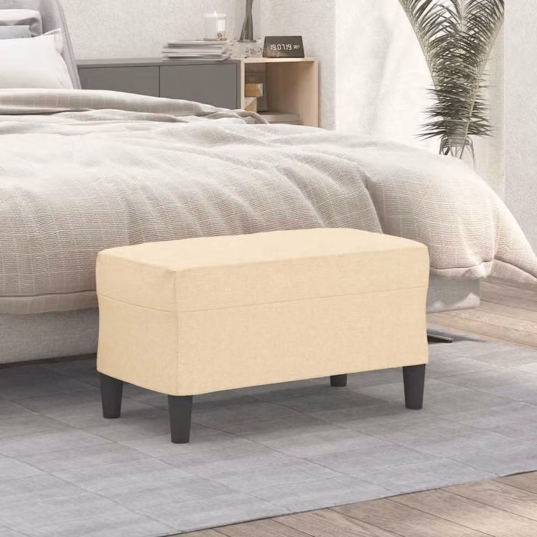 Panca moderna vidaXL in tessuto beige con struttura in legno L 70 cm x P 35 cm x H 41 cm