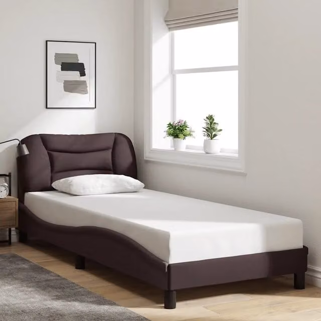 Giroletto senza Materasso-Struttura Letto Hvar Marrone Scuro 90x200 cm Tessuto