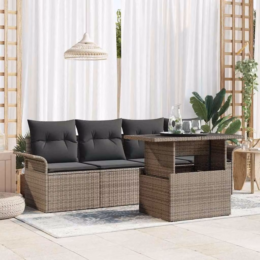 Maison Exclusive - Set da giardino composto da 5 pezzi. Colore: grigio. Materiale: rattan sintetico