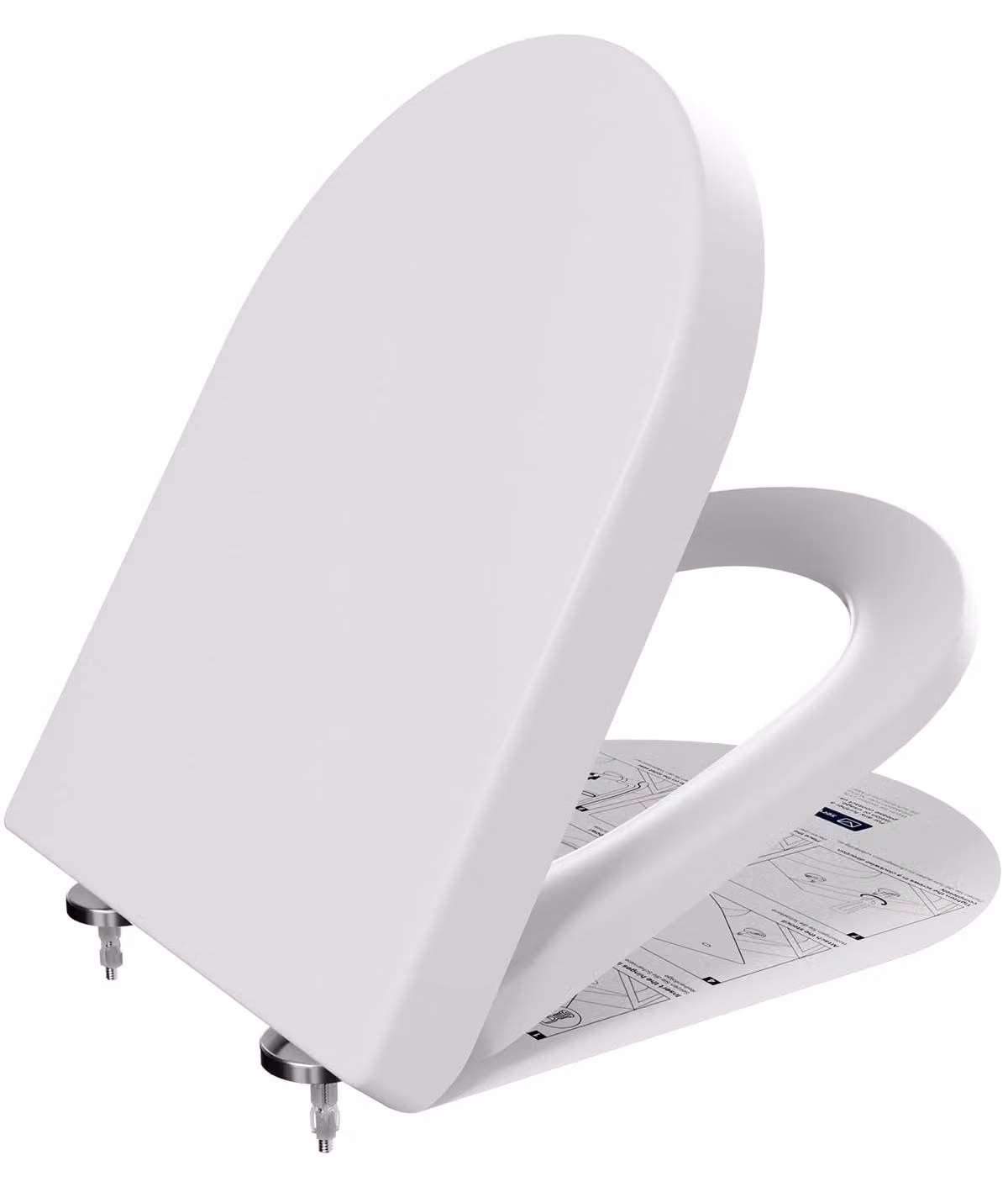 Copriwater 46 x 36,5 cm, forma D, in duroplast, antibatterico, bianco, per bagno