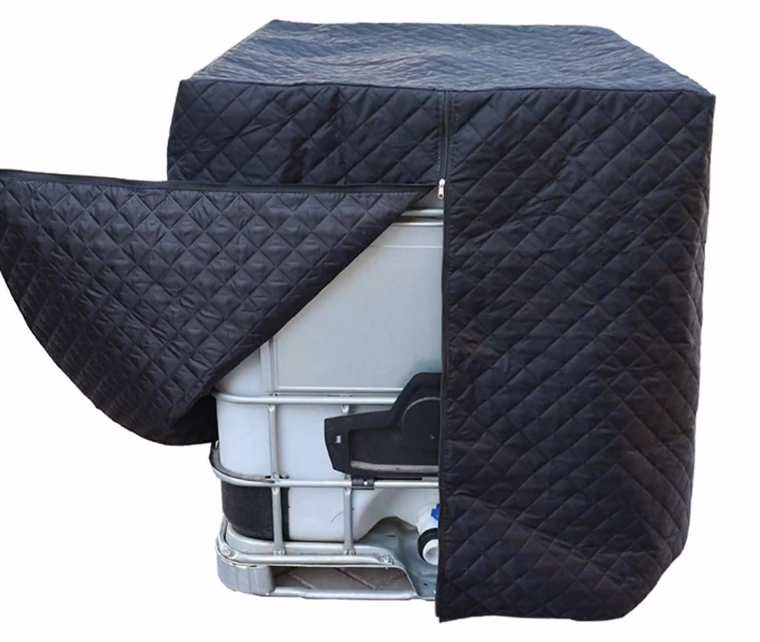 Copertura invernale per serbatoio IBC da 1000 litri, resistente al gelo, dimensioni 120x100x116 cm, colore nero, con cerniera