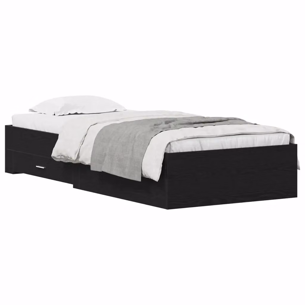 Struttura letto con cassetto vidaXL in legno Rovere Nero L: 100 cm, P: 200 cm, H: 103 cm – 2