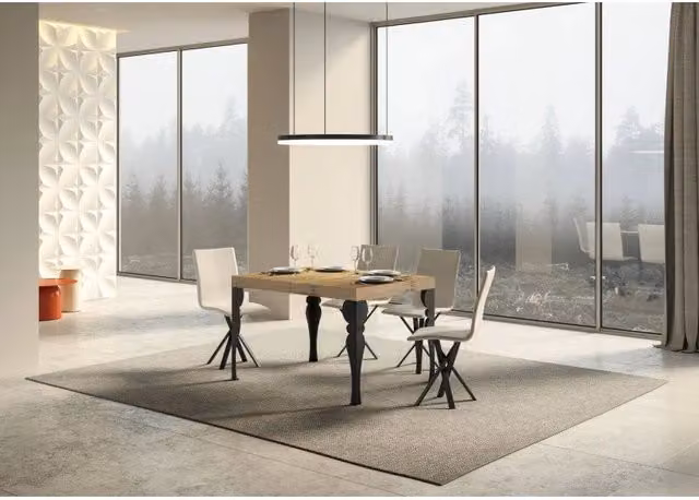 Tavolo allungabile moderno ITAMOBY in legno rovere e metallo, colore quercia e antracite, L: 120/380 cm x P: 90 cm