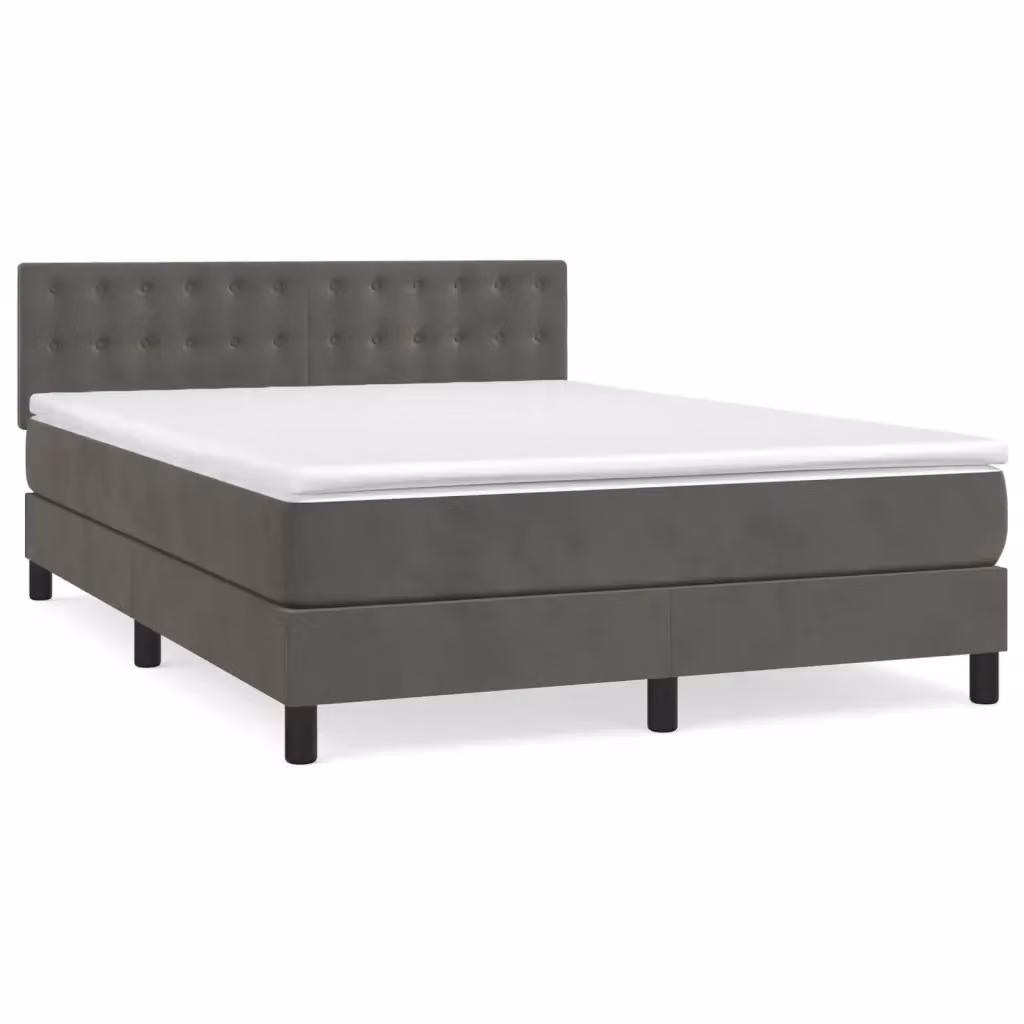 Letto Ibrido con Giroletto a Molle e Materasso vidaXL in Velluto Grigio e Bianco L/P/H: 203 x 144 x 88 cm – 2