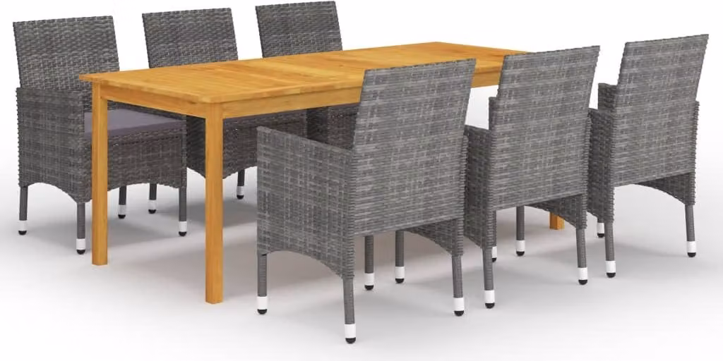 Maison Exclusive - Set da pranzo da giardino da 7 pezzi, grigio