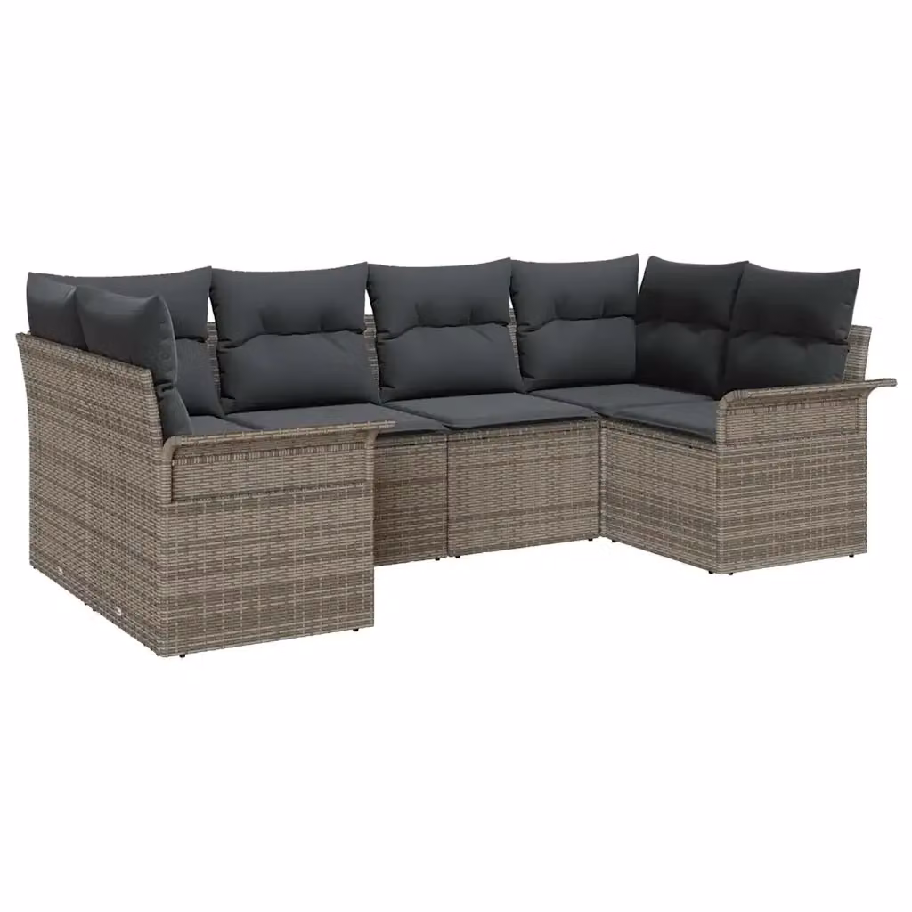 Set Divano da Giardino vidaXL a Forma di L in Polyrattan Grigio con Cuscini Imbottiti e Rivestimenti Rimovibili – 2