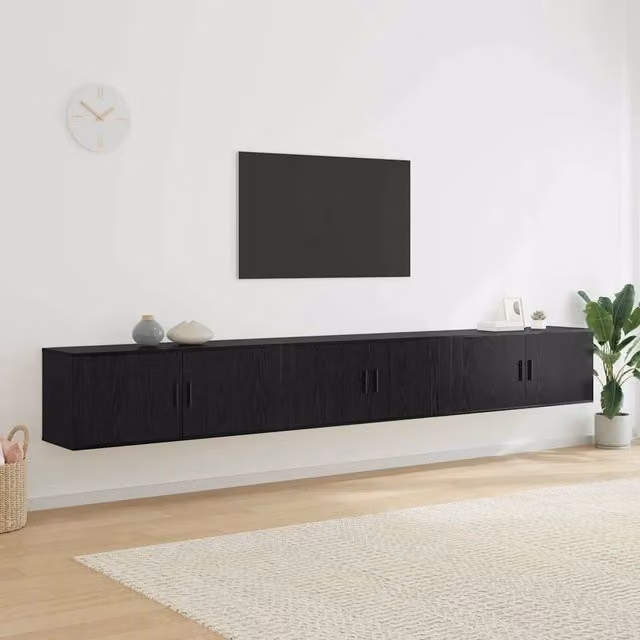 Set Mobile TV da Parete Moderno vidaXL in MDF Nero Opaco