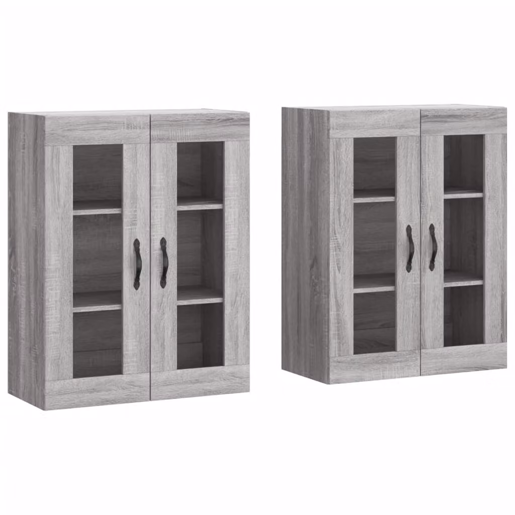 Armadietti a Parete 2 pz Grigio Sonoma in Legno Multistrato