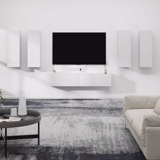 Set di Mobili Porta TV 6 pz-Credenza per TV Bianco in Legno Multistrato 927550