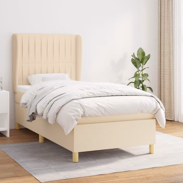 Maison Exclusive - Giroletto a Molle con Materasso Crema 100x200 cm in Tessuto