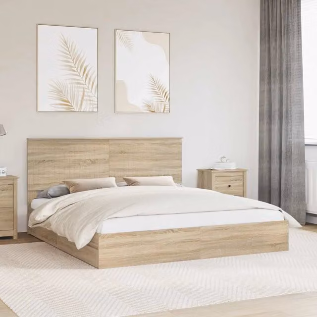 Letto con contenitore e cassetto moderno vidaXL in legno color marrone L/P/H: 180 x 200 x 210 cm