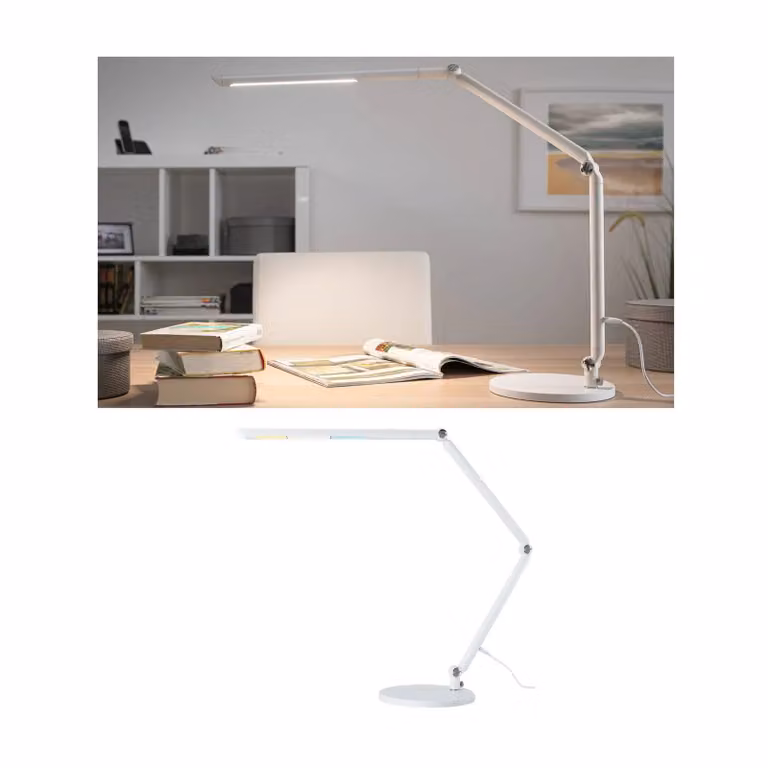 Paulmann Lampada da scrivania FlexBar, dimmerabile, Bianco / Opale, Studio / Ufficio, Alluminio, Moderno, Lampada da tavolo