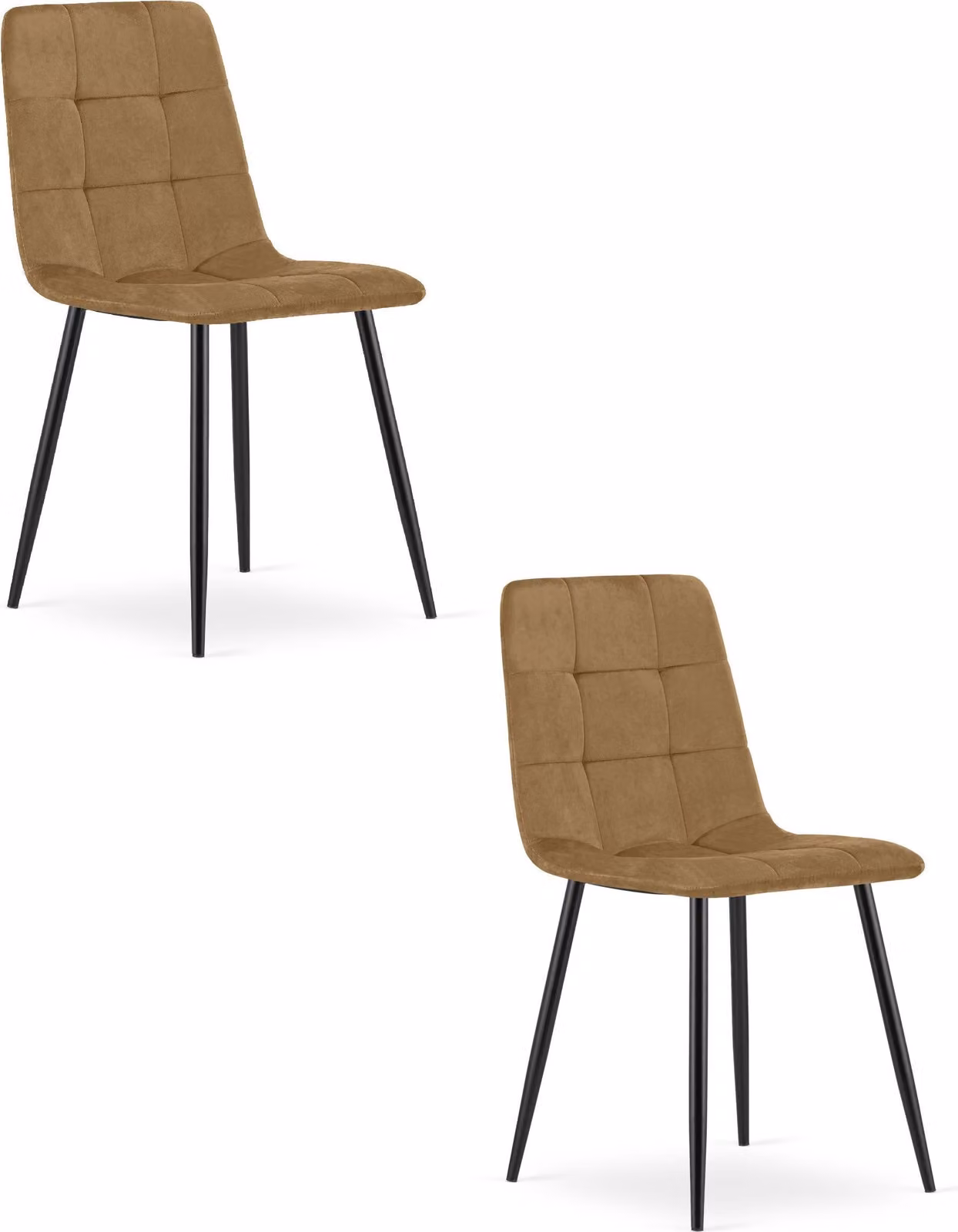 Sedia KARA - velluto marrone / gambe nere x 2