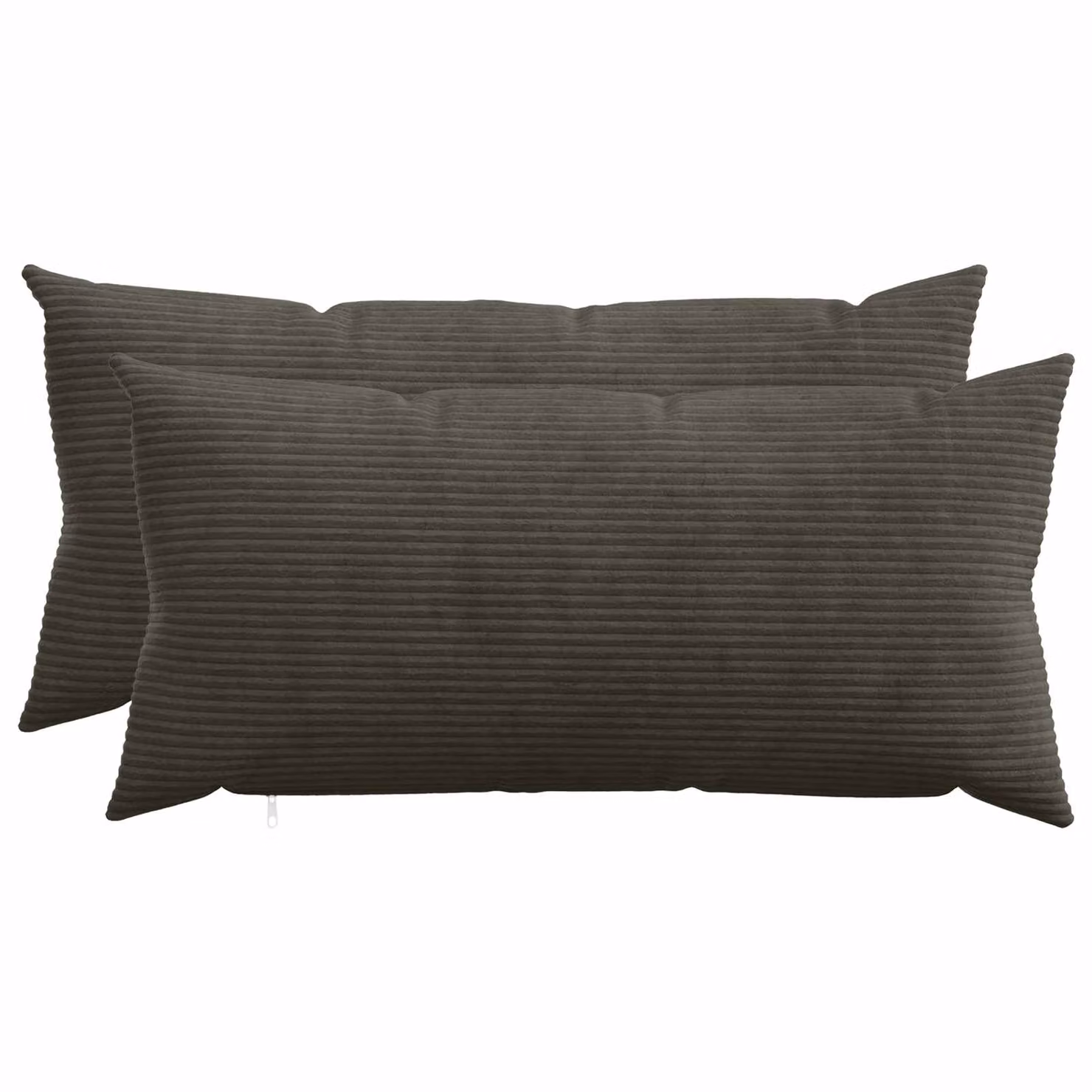 Set di 2 federe vidaXL HEERLEN in velluto a coste, colore antracite, L 40 cm x P 80 cm