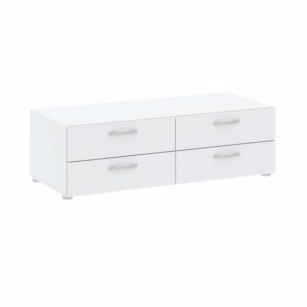 Cassettiera Gignod DMORA, Settimino multiuso per camera da letto o ufficio, Bianco opaco, L: 111 cm, P: 52 cm, H: 35 cm – 2
