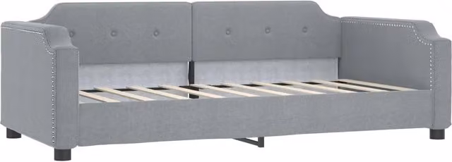 Sedia pieghevole moderna in tessuto grigio con struttura mista per soggiorno e camera da letto, H: 76,5 cm, L: 66,5 cm, P: 34,5 cm