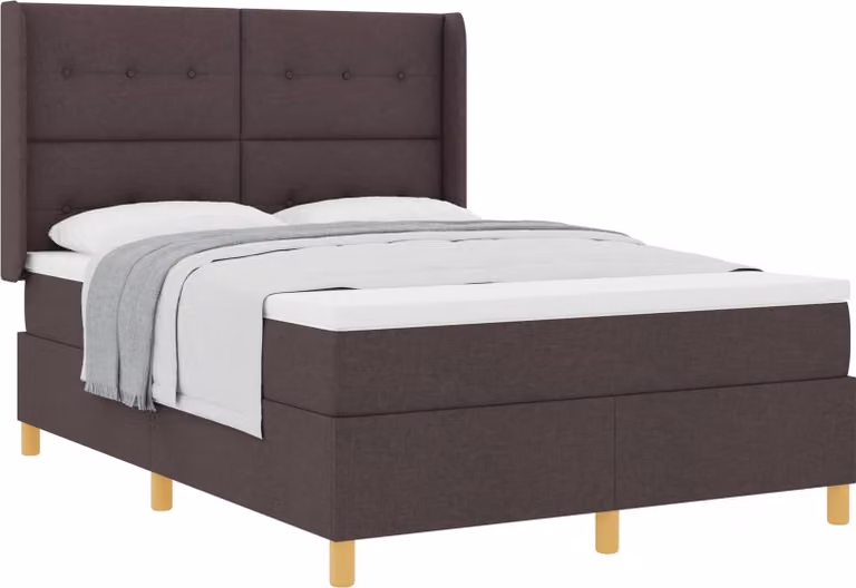 Letto a molle con materasso Marrone Scuro 140 x 190 cm Tessuto