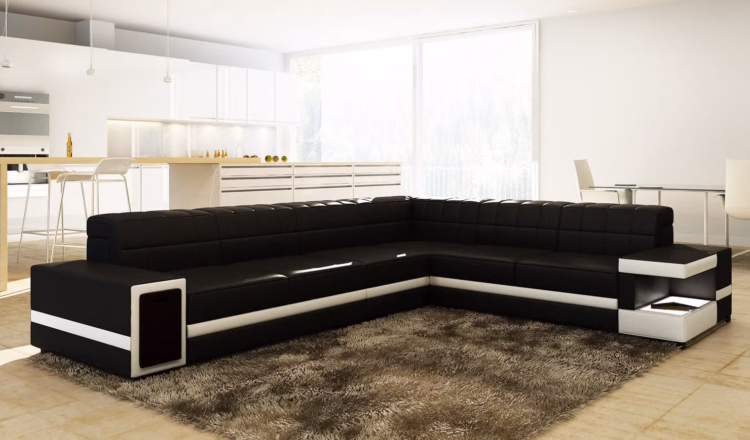 Ledersofa Sofa Couch Sofas Polster Sitz Ecksofa Wohnlandschaft Big XXL Leder