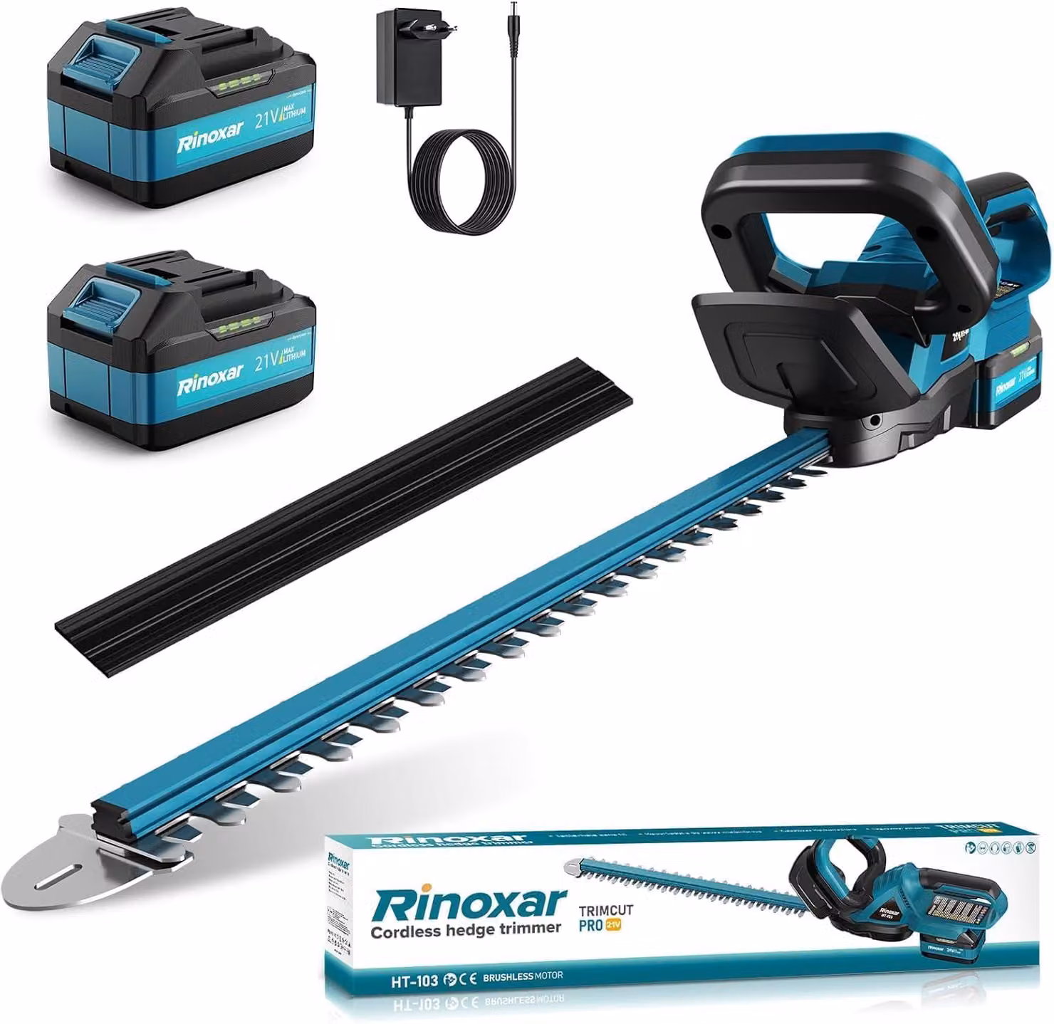 Potatore elettrico Heggenschaar, batteria 2x4000 mAh, lunghezza di taglio 52 cm, ideale per la cura del giardino