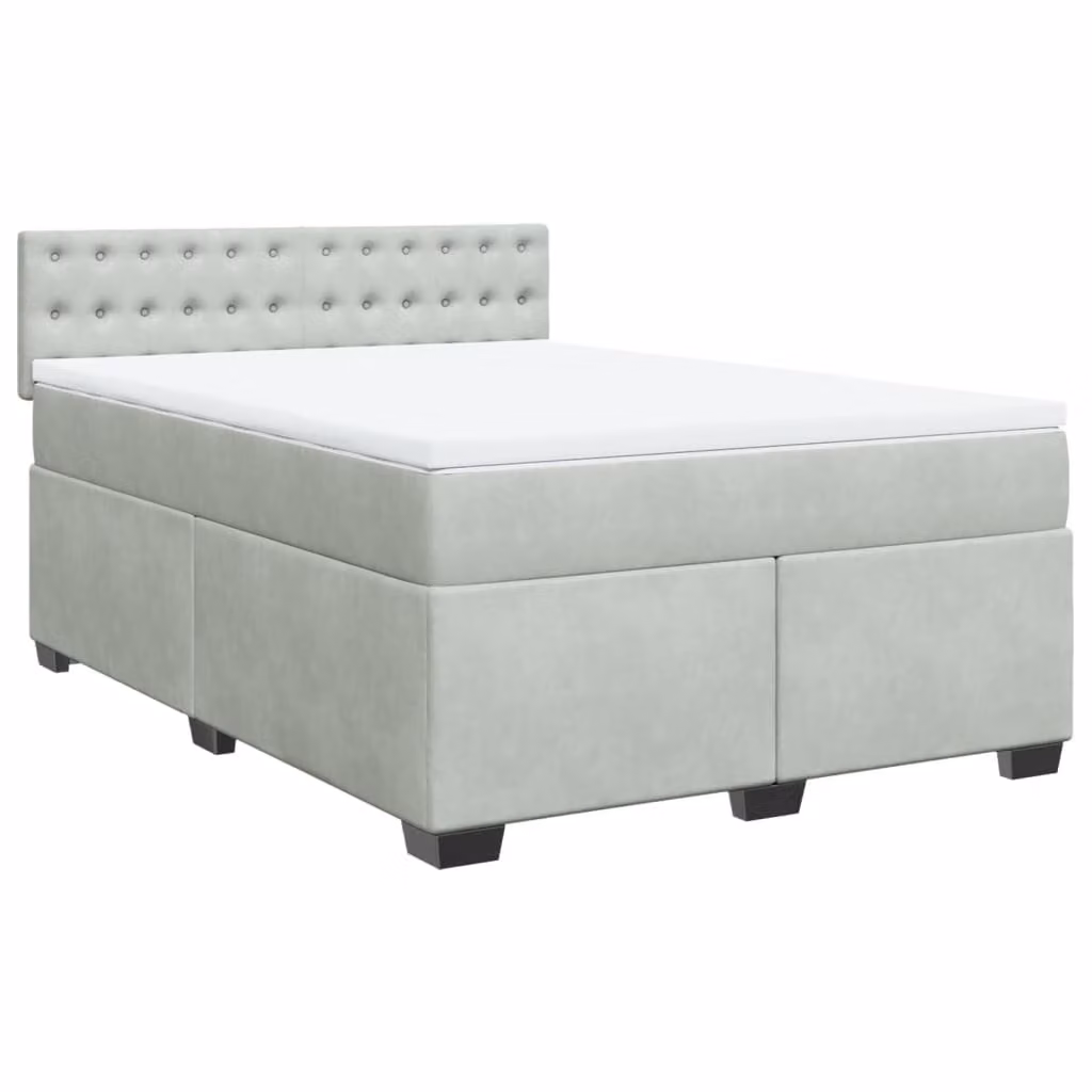 Giroletto a Molle con Materasso Grigio Chiaro 140x200cm Velluto