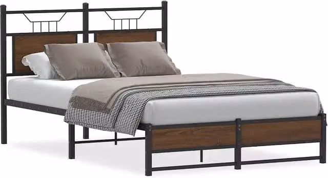 Letto matrimoniale | Letto per adulti | Giroletto senza Materasso Rovere Marrone 120x190 cm Truciolato