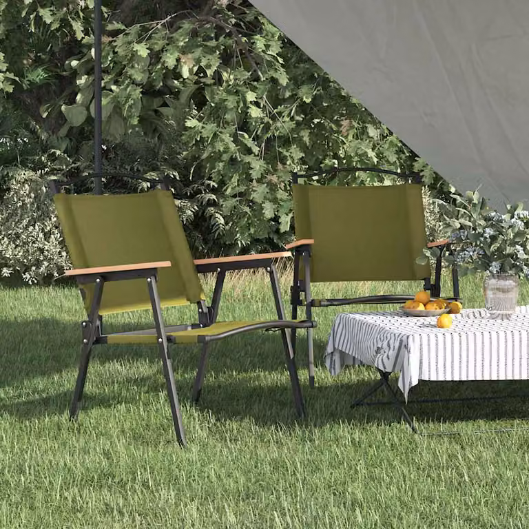 Set di 2 sedie da campeggio vidaXL in tessuto Oxford verde con braccioli, L: 54 cm, P: 55 cm, H: 78 cm