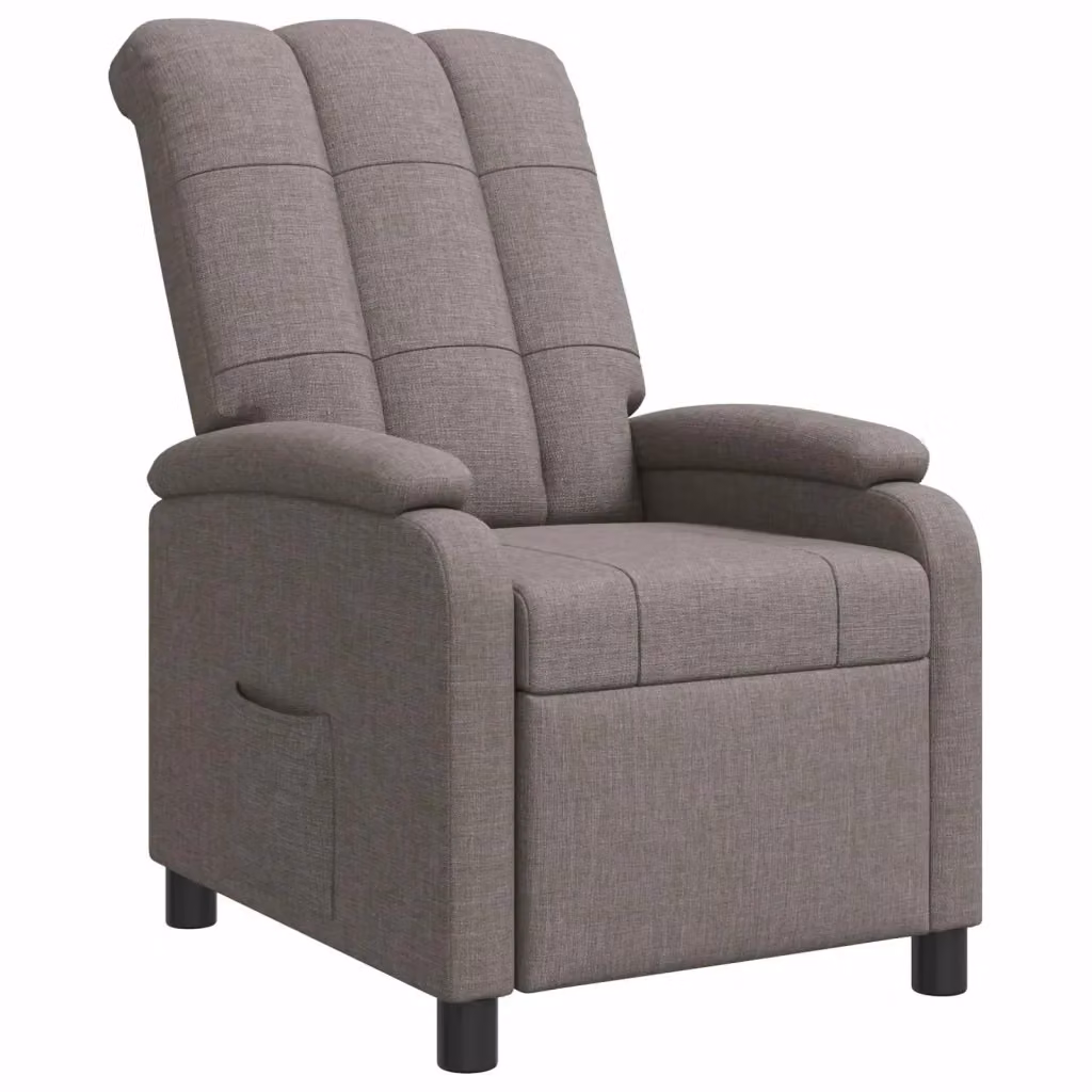 Poltrona reclinabile relax in tessuto beige e grigio con braccioli e design moderno – 2