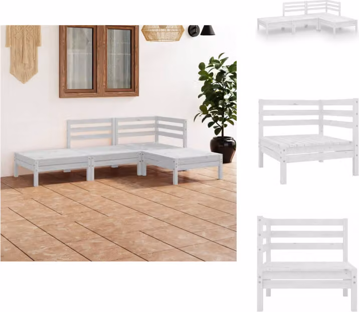 vidaXL Set da salotto da giardino 4 pezzi in pino massiccio bianco - Set di mobili da giardino